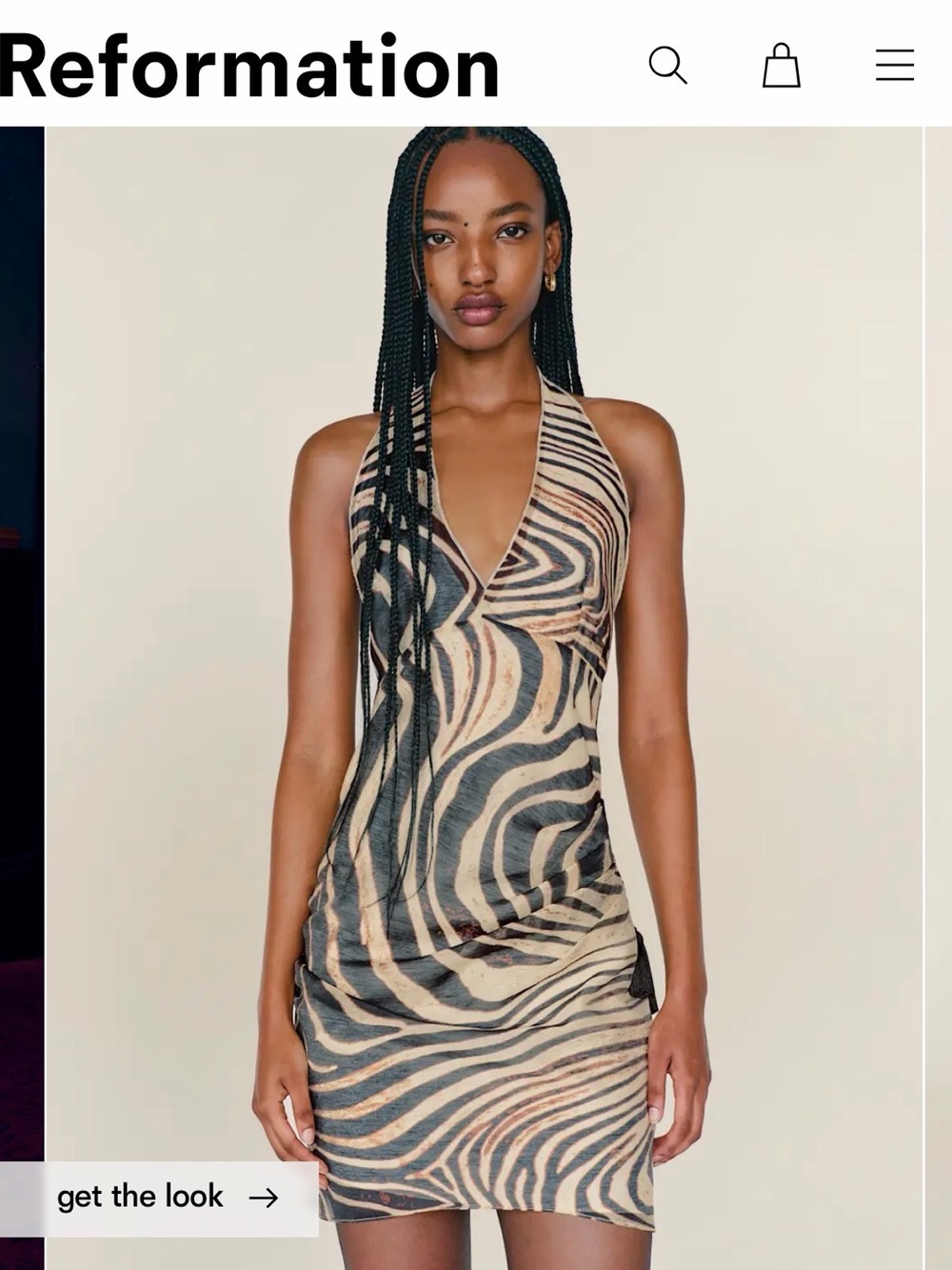 Reformation LoloZebra-Print Halter Mini Dress